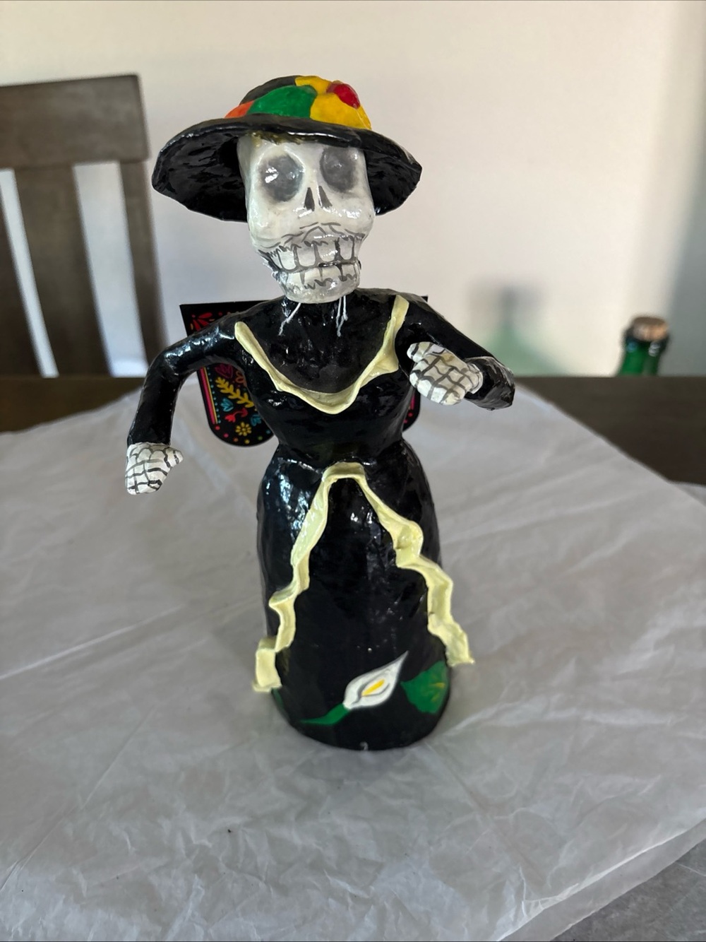 Mexican Skeleton Catrina Figure Day of the Dead Paper Mache 12”